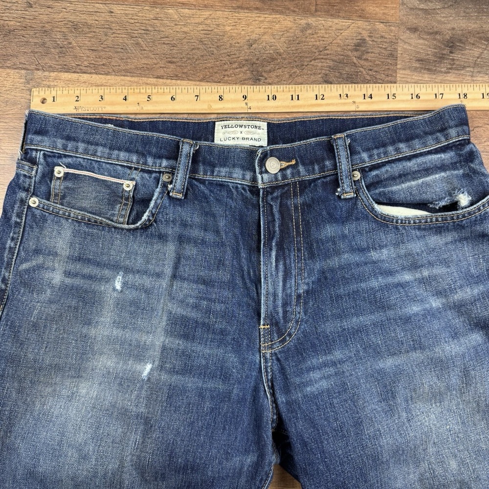 Lucky Brand Jeans Mens 34x32 Yellowstone Vintage Straight Denim Cowboy - Picture 8 of 10